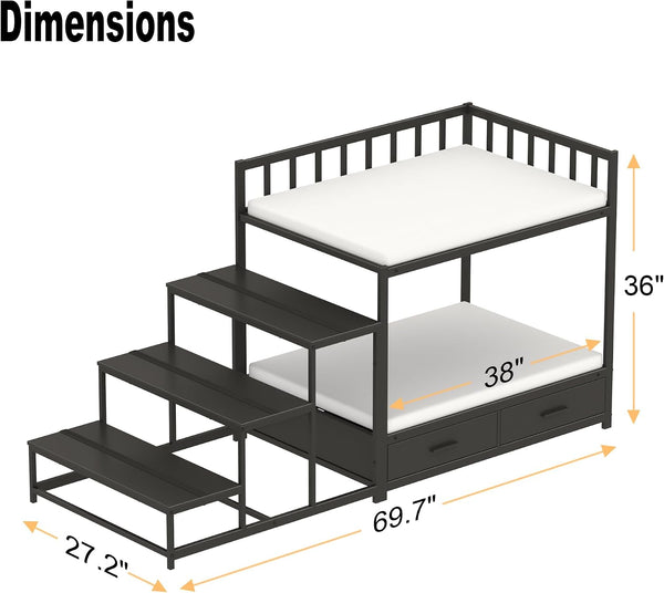 GDLF Dog Bunk Beds for Large Dogs, Dog Bedside Bed with Stairs & Storage, Space-Saving Indoor Pet Furniture2