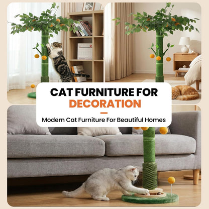 46" Extra Tall Cat Scratching Post for Large Cats, Sisal Rope | Heavy Duty Vertical Sisal Scratcher & Stable Climbing Pole with Hanging Ball, Tall Post for Adult Cats Full Body Stretch6