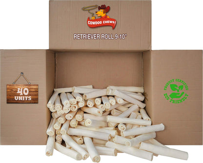 Cowdog Chews Retriever Roll 9-10 Inch All Natural Rawhide Product (20 Pack)9