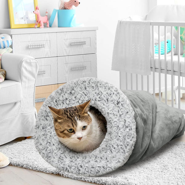 Covered Cat Bed for Indoor Cats, Washable Fluffy Cat Sleeping Bag | Warm Winter Pet Cave Bed for Relax & Play, Cozy Kitten Tunnel Nest for Cold Weather4