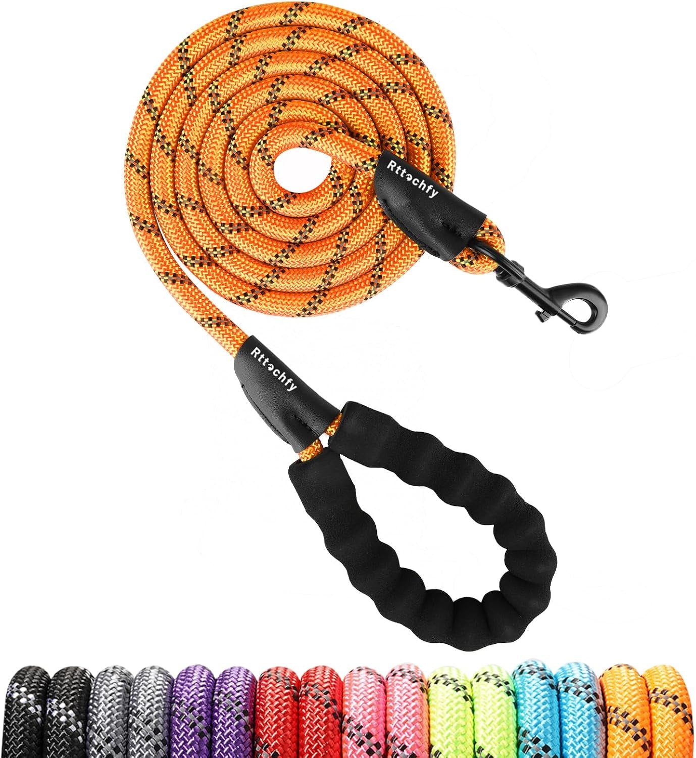 rttochfy-rope-dog-leash-2-4-5-6-8-10-ft-with-comfortable-padded-handle-and-highly-reflective-threads-for-small-medium-and-large-dogs-heavy-duty-1-2-5-ft-blue