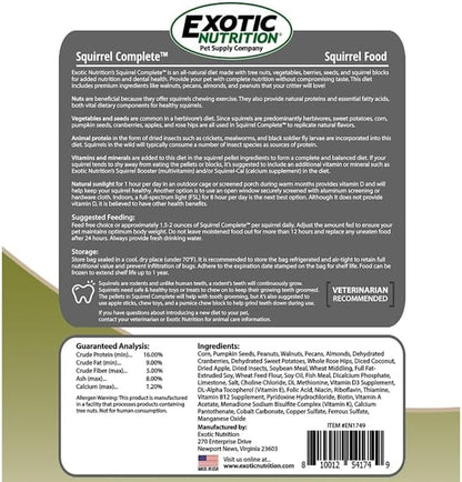 Exotic Nutrition Squirrel Complete (1.75 Lb.) - Healthy Natural Food - Nutritional Diet for Pet & Captive Squirrels - Ground, Grey, Flying Squirrels, & Chipmunks4