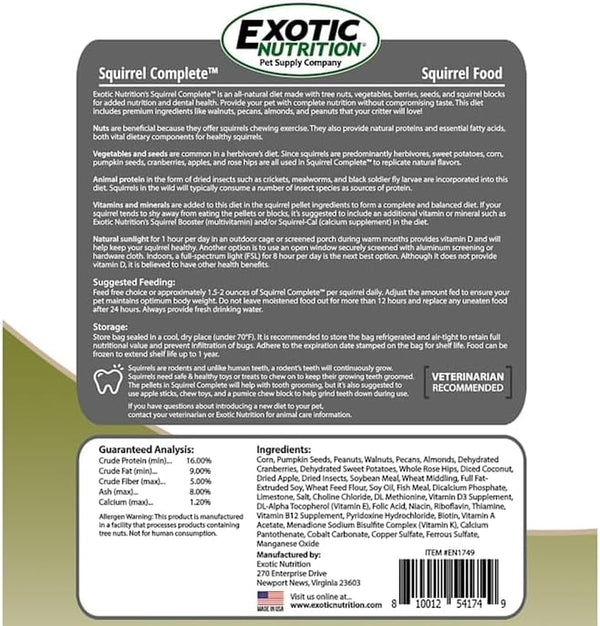 Exotic Nutrition Squirrel Complete (1.75 Lb.) - Healthy Natural Food - Nutritional Diet for Pet & Captive Squirrels - Ground, Grey, Flying Squirrels, & Chipmunks4