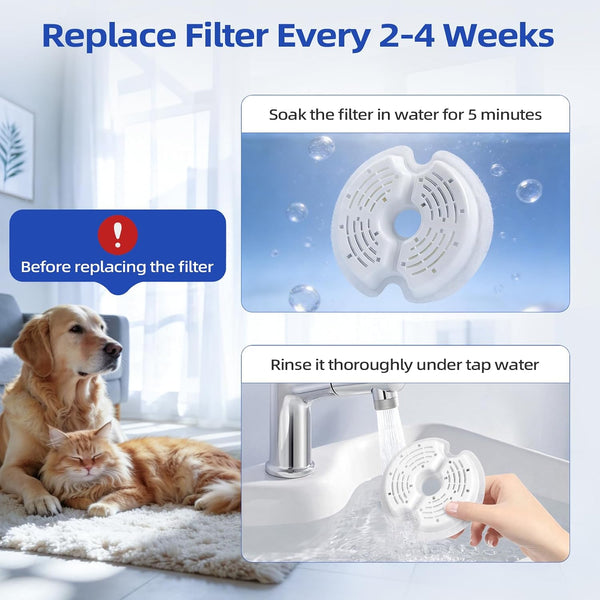 8Pack Cat Water Fountain Filters, Cat Fountain Filter for 67Oz/2L Pet Drinking Fountain Dog Water Dispenser, Pet Fountain Filter Replacement5