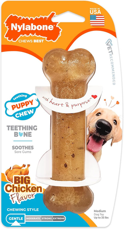 Nylabone Puppy Chew Teething Ring Bone Dog Toy, Chicken Flavor, X-Small | Soothing Teething Toys for Puppies, Puppy Enrichment, & Teething Relief, Freezable for Added Comfort, Dogs up to 15 Lbs16