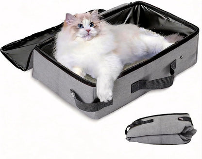 Portable Cat Litter Box with Lid, 16 * 12 * 6 Inches, Black | Foldable, Ease of Use, Non-Leaking, Easy to Take, Lightweight, for Outdoor Camping & Traveling, Zipper Lock7