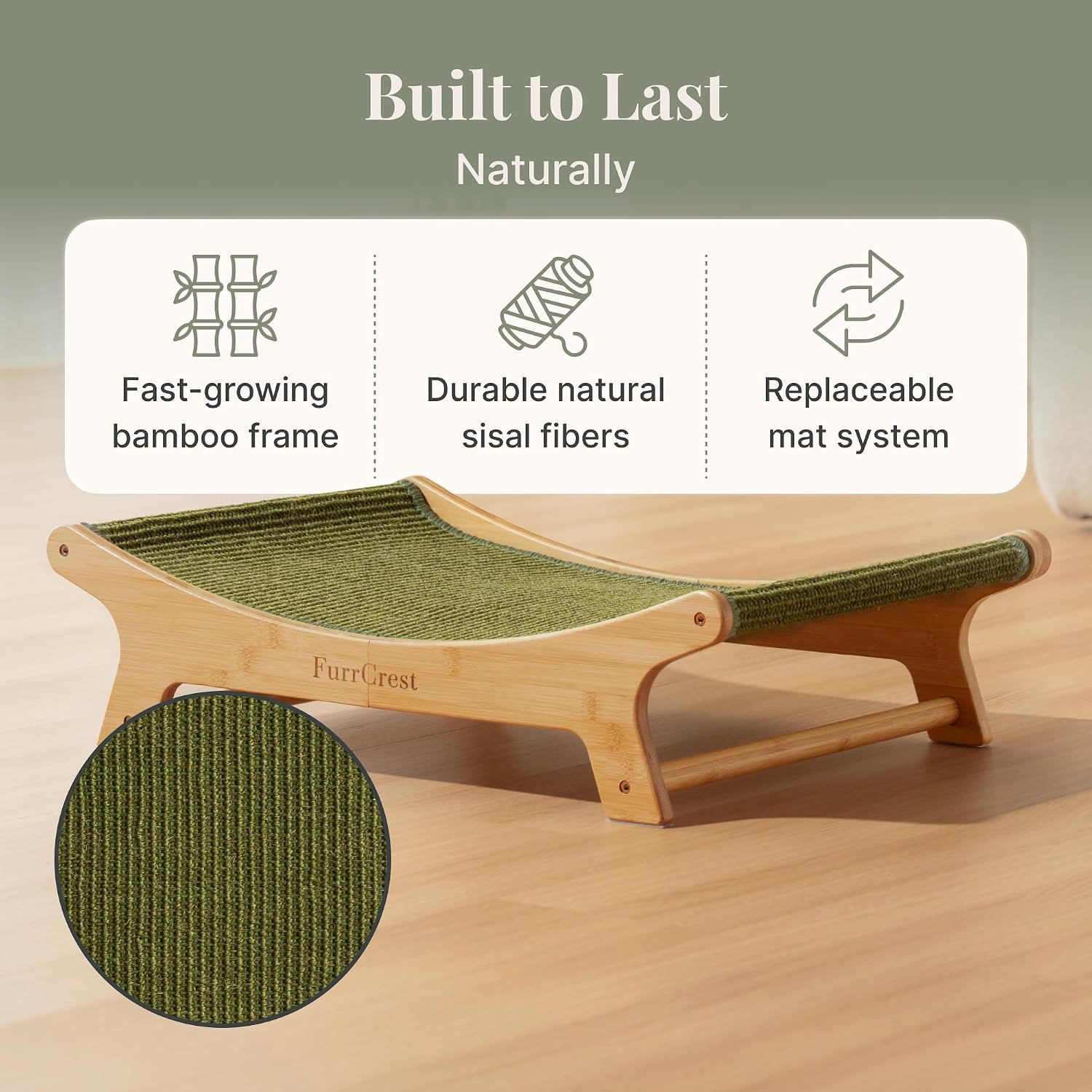xl-sisal-cat-scratcher-bed-with-elevated-hammock-for-indoor-cats-replaceable-natural-sisal-pad-large-cat-lounge-anti-slip-no-wobble-bamboo-frame-olive-green