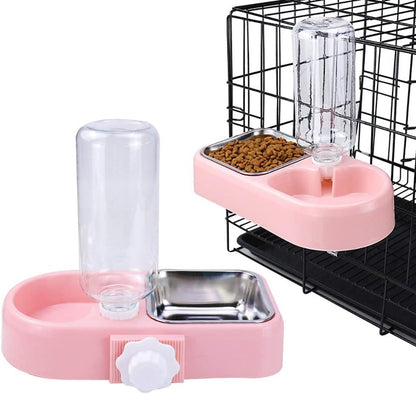 Love Dream Crate Dog Bowl, No Spill Kennel Hanging Pet Food Water Bowl Set | Automatic Water Dispenser and Removable Stainless Steel Bowls Raised Double Bowls for Indoor Cats, Rabbit, Small Medium Dogs8