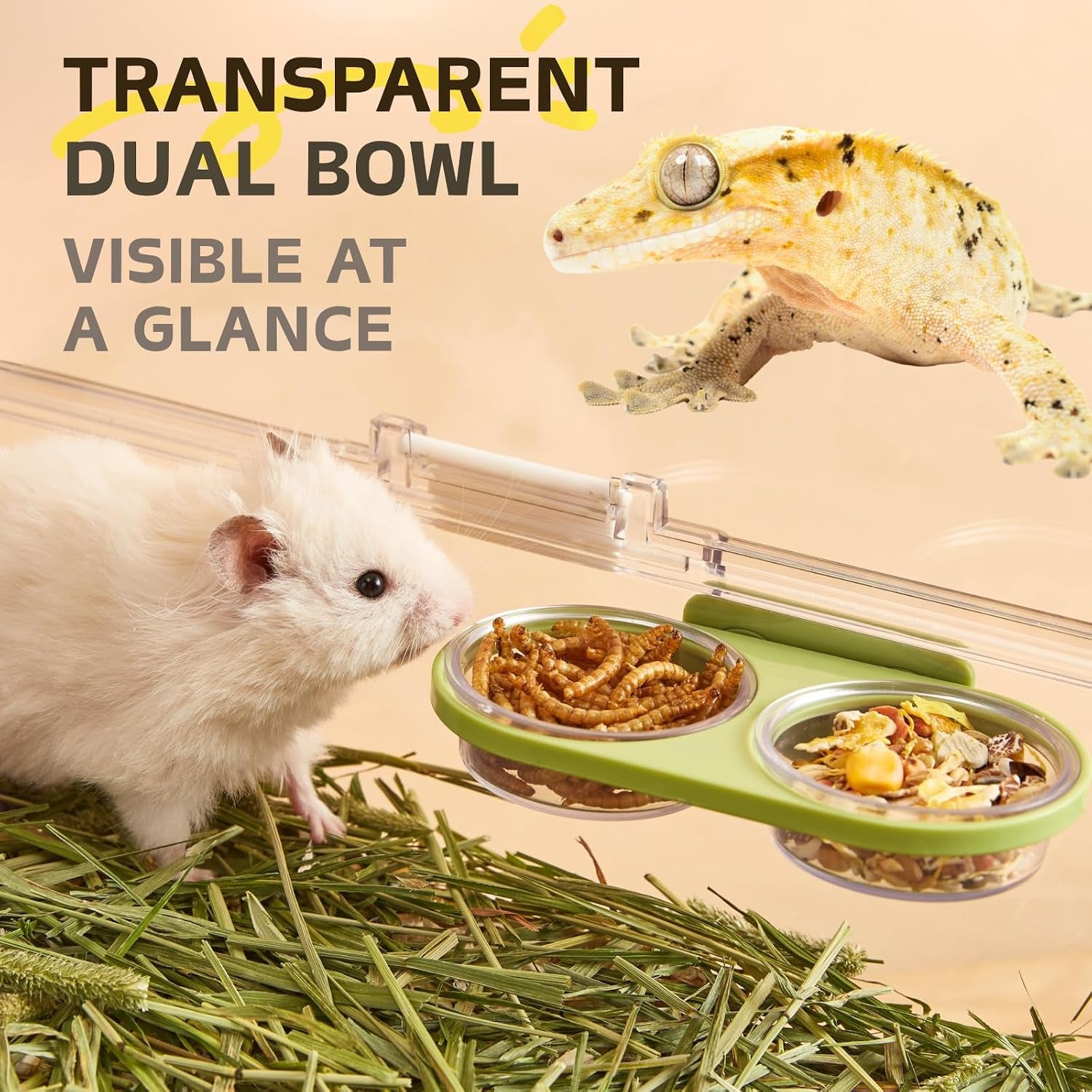 magnetic-reptile-feeding-ledge-with-2-pack-plastic-bowls-food-feeder-water-dish-for-crested-gecko-dwarf-hamstergray-magnetic-mounted
