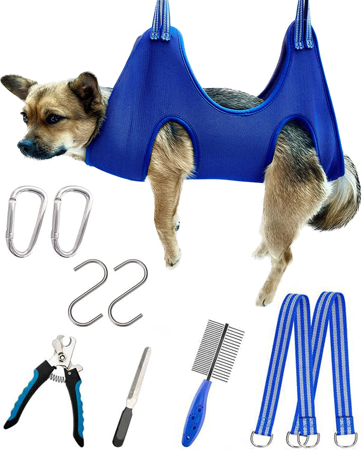 kkiimatt-10-in-1-pet-grooming-hammock-harness-with-nail-clippers-trimmer-nail-file-dog-hammock-grooming-sling-for-nail-trimming-clipping