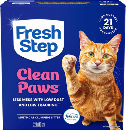 Fresh Step Clean Paws Multi Cat Clumping Litter with Febreze Freshness, Ammonia Block Technology, Low Tracking, 22 Lb. Box1