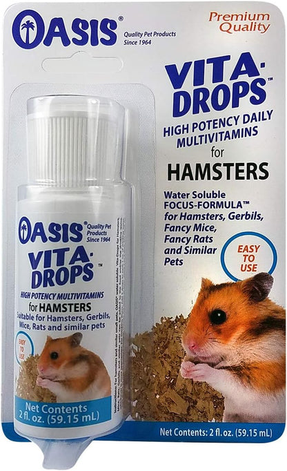 Oasis Hamster Vita-Drops All-In-1 Multivitamins - Daily Vitamin Supplement Supports Healthy Bones & Teeth, Joints & Digestion, Promotes Healthy Skin Coat, Orange Flavor, 2-Ounces1