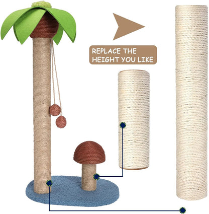 Barelove Cat Scratching Post Replacement, 4 Pieces Cat Scratcher Cat Tree Replacement Parts, 15.4'' X 2.67" Dia + 7.87“ X 2.67" Dianatural Sisal Rope Cat Scratch Posts Include M8 Screws6