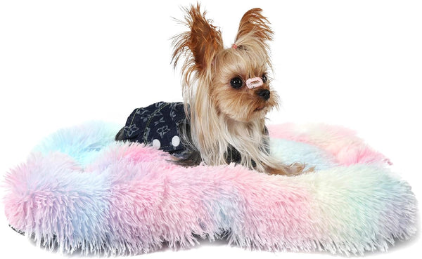 Nononfish Dog Crate Bed for Small Dogs Washable Orthopedic Flat for inside Crate Cages Kennel House Sofa Plush Comfy Sleeping Beige,24 In8