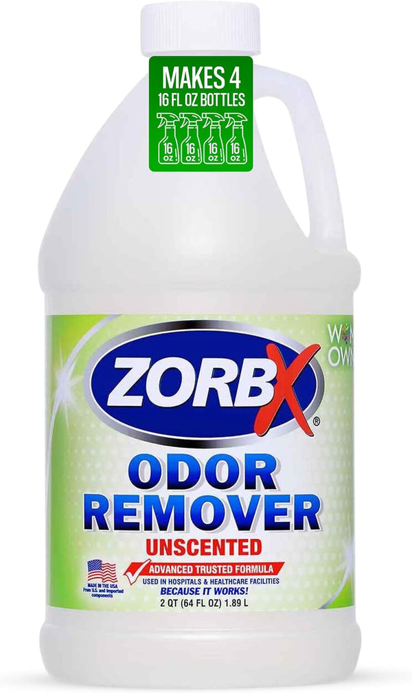 ZORBX Unscented Odor Eliminator for Strong Odor 16 Fl Oz - Used in Hospitals & Healthcare Facilities - Advanced Trusted Formula, Fast-Acting Odor Remover Spray for Dog, Cat, House & Carpet | Permanent Odor Remover for Pet & Human Urine, Smoke & Strong Odors, Carpet, Upholstery, Mattress, Bathroom, Car & More10