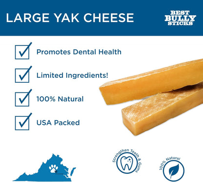 Best Bully Sticks Himalayan Yak Cheese Odor-Free Dog Chews, Large, 4 Count | Natural Dog Chews, Long Lasting Rawhide Alternative, Lactose-Free, Gluten-Free, Easily Digestible, Supports Joints & Bones2