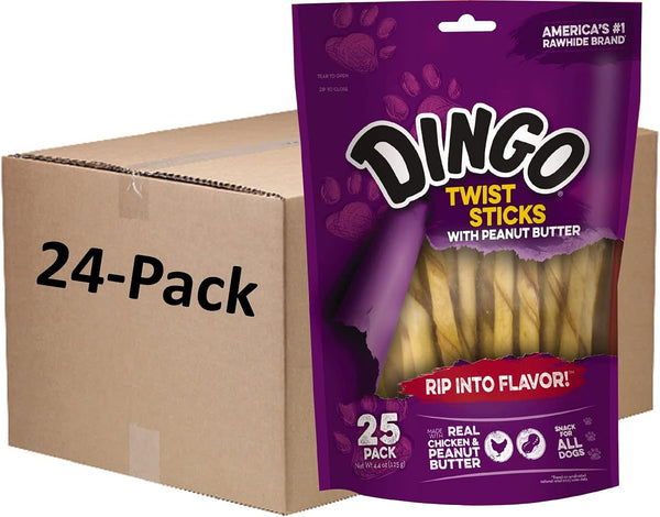 Dingo Twist Sticks Rawhide Dog Treat with Peanut Butter, 25 Count | Long-Lasting Rawhide with Real Chicken & Peanut Butter, Natural Chewing Action Promotes Clean Teeth, for Adult Dogs4