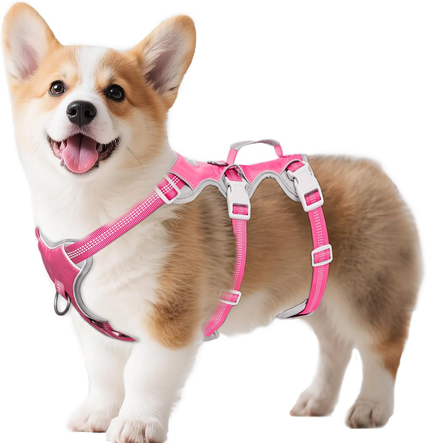 huntboo-escape-proof-dog-harness-escape-artist-harness-reflective-harness-with-padded-handle-breathable-durable-adjustable-vest-for-medium-dogs-walking-training-and-running-gear-blue-m