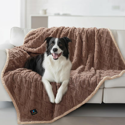 Luciphia Waterproof Pet Blanket, Liquid Pee Proof Dog Blankets for Sofa Bed Couch, Reversible Sherpa Fleece Furniture Protector Cover for Small Medium Large Dogs Cats,Khaki Small（40" X 28"）22