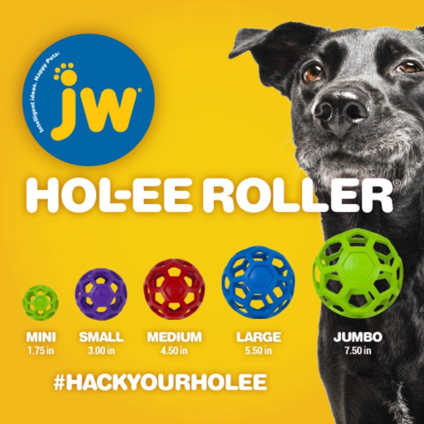 jw-pet-hol-ee-roller-dog-toy-puzzle-ball-natural-rubber-small-3-inch-diameter-colors-may-vary