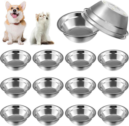 15 Pcs Stainless Steel Dog Bowls, Metal Cat Dog Water Food Bowl, Small Dogs Bowls, Pet Bowls, Puppy Dogs Dish, Pet Water Bowl for Small Cats Rabbits Puppy (15 Fl Oz)1