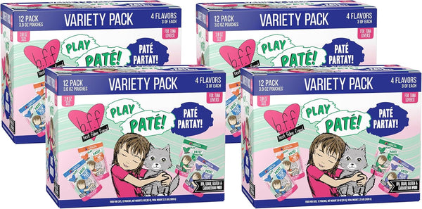 Weruva B.F.F. Play - Best Feline Friend Paté Lovers, Aw Yeah!, Paté Partay! Variety Pack, 3Oz Pouch (Pack of 12)13