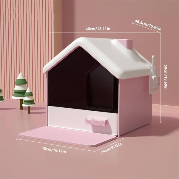 Pet Supplies, Hooded Cat Litter Box - Privacy, No Mess, Portable & Easy Clean(Pink)2