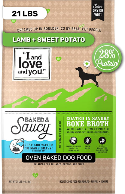I and Love and You Baked & Saucy Dry Dog Food with Gravy Coating, Beef & Sweet Potato Recipe, Grain-Free, Prebiotics & Probiotics, Real Meat, No Fillers, 4 Pound Bag16