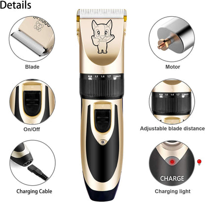 Highdas Dog Clippers for Grooming Low Noise, Cordless Electric Dog Grooming Kit Clippers Rechargeable, Quiet Dog Shaver, Pet Hair Trimmer Kit for Dogs & Cats (Gold)6