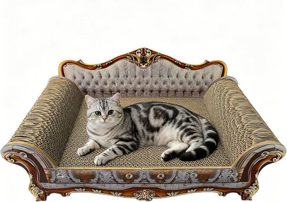 Luxury Cardboard Cat Scratcher Sofa Bed, Couch Shaped Scratching Board, Scratch Lounge with Catnip, Scratcher for Indoor Cats Large Grey12