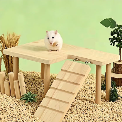 Wooden Hamster Platform for Hamster Cage Accessories Climbing Toys Dwarf Syrian Hamster Gerbil Rat Mice Degus or Other Small Pets (Rectangle)4