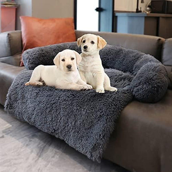 Calming Dogs/Cats Bed Mats, Dog Pad Washable Removable Couch Cover, Plush Long Fur Mat for Pets, Waterproof Lining, Perfect for Small, Medium and Large Dogs and Cats (Gradient Gray, 36"X31")38
