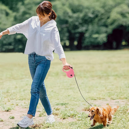 Enrgticdg 16Ft Retractable Dog Leash,Light Weight Leash for Small to Medium Dogs/Cats up to 50Lbs,Stainless Steel Spring Strong Nylon Tape, Tangle Free, One-Handed Brake.(Pink-Black)7