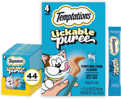 Temptations Creamy Puree Squeezable Lickable Cat Treats, Wet Cat Treats with Salmon, 0.42 Oz. Tubes, 24 Count - Packaging May Vary12