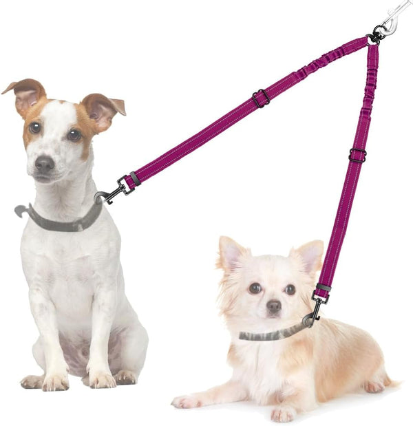 AUTOWT Double Dog Leash, No Tangle 360°Swivel Rotation Reflective Lead Attachment Adjustable Length Dual Two Dogs Lead Splitter, Comfortable Shock Absorbing Walking Training for 2 Dogs12