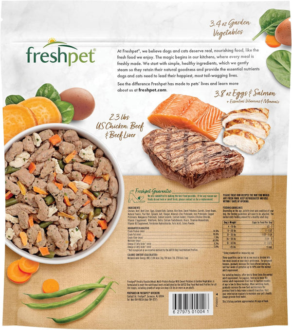 Freshpet Dog Food, Multi-Protein Complete Meal, Chicken, Beef, Egg and Salmon Recipe, 3Lb3
