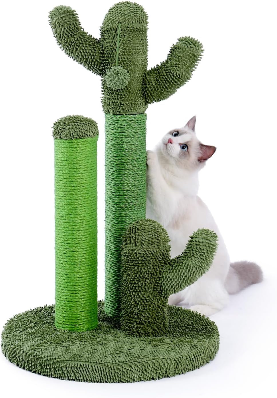 pawz-road-cactus-cat-scratching-post-23-cat-scratcher-with-toy-ball-cactus-cat-tree-with-3-sisal-carpet-scratching-posts-soft-carpet-base-top-interactive-ball-for-indoor-cats