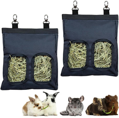 RIOUSSI Guinea Pig Hay Feeder, Hanging Rabbit Hay Feeder Bag. Blueflower | Upgraded Double Layer Fabric | Bite Resistant | Cleaner Hay & Less Mess | Small Animal Hay Holder for Bunnies & Chinchillas13