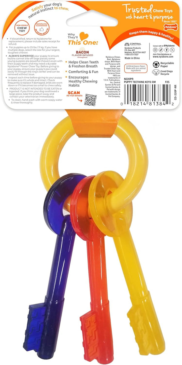 Nylabone Puppy Chew Teething Key Ring Dog Chew Toy, Bacon Flavor, Small | Medium Breeds, Soothing Teething Toys for Puppies, Puppy Enrichment, Freeze for Added Comfort, for Puppies up to 35 Lbs9