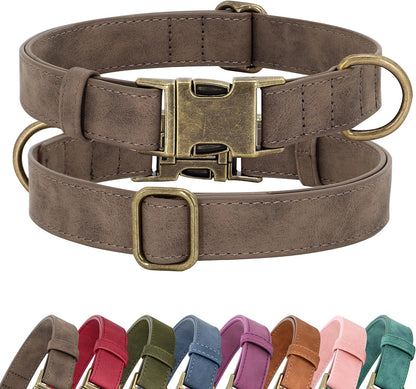 Didog Soft PU Leather Dog Collar for Small Dogs, Quick Release, Blue S | Comfort for Daily Walking Backyard, Stylish for Photography, Metal Buckle & D-Ring, Easy Wipe Clean, Adjustable Neck 10-15"12