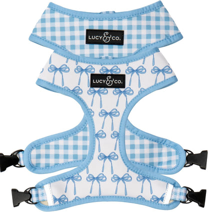 Lucy & Co. Reversible Dog Harness - Water-Repellent Neoprene, Dual-Print Design, Easy Swap Style, Adjustable Comfort Fit - Take a Bow Reversible Harness - Small25