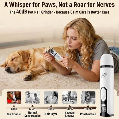 2026 Upgraded Silent Groom Pro Nail Grinder for Dogs & Cats, 3-Speed Cordless Silent Grooming Pro with LED Light, 2000Mah Long Battery Life, Painless Paws Grooming for Small Medium Large Pets (White)5