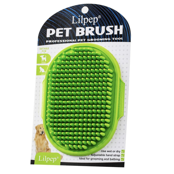 Dog Grooming Brush, Lilpep Pet Shampoo Bath Brush Soothing Massage Rubber Comb with Adjustable Ring Handle for Long Short Haired Dogs and Cats (Blue+Green, Pack of 2)9