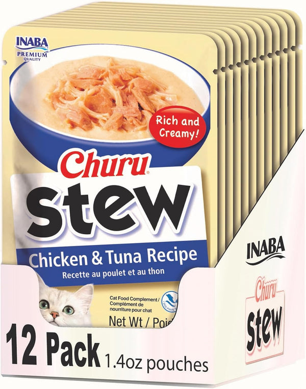 INABA Churu Stew for Cats, Side Dish Pouch with Vitamin E, 1.4 Ounces per Pouch, 12 Pouches, Chicken & Seafood Variety13