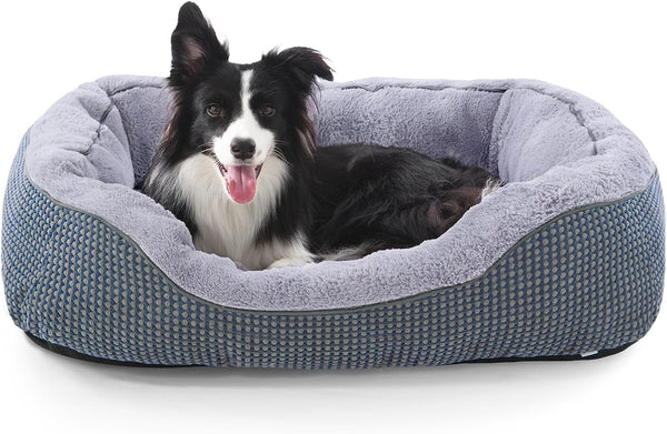 INVENHO Medium Dog Beds for Medium Dogs Washable, Rectangle Dog Bed Medium Size Dog, Orthopedic Dog Bed, Warming Soft Calming Sleeping Puppy Bed Durable Pet Bed with Anti-Slip Bottom M(30"X24"X9")53