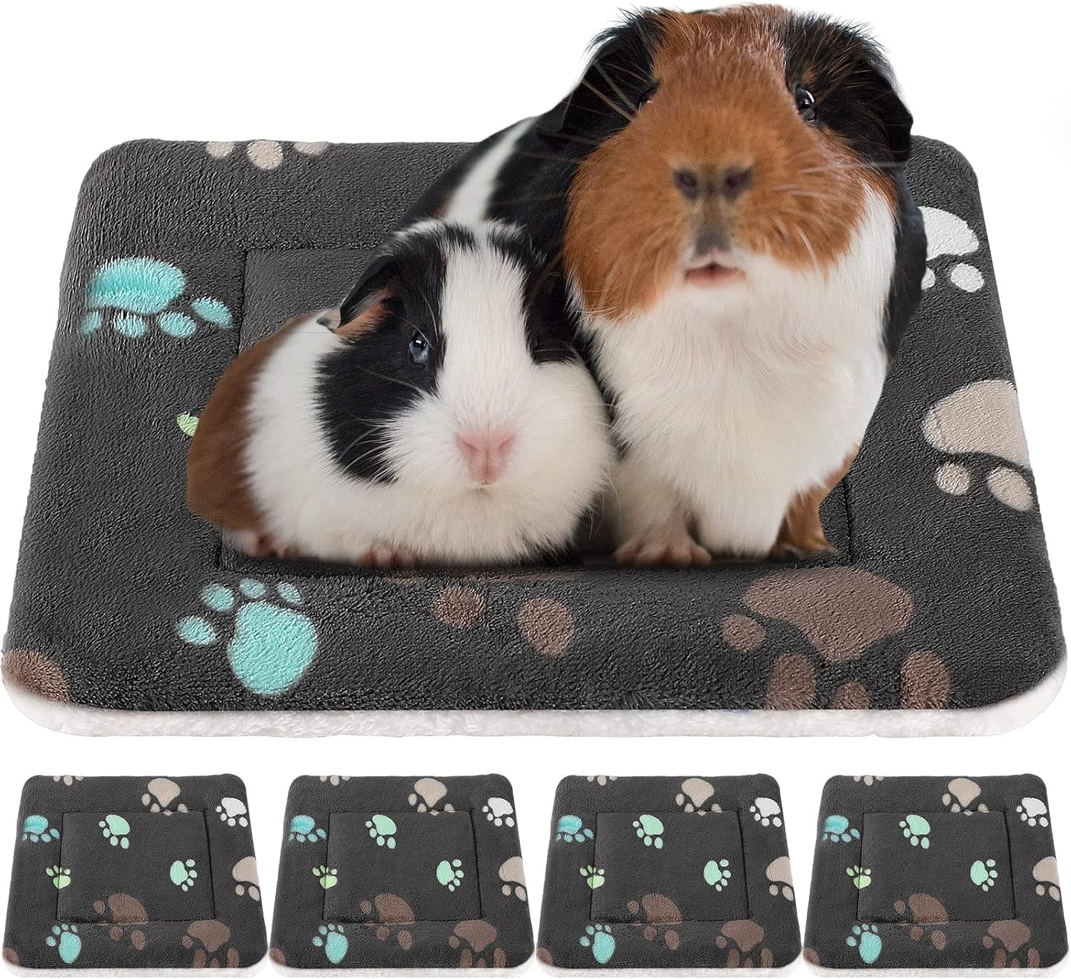tuanse-4-pack-ultra-soft-dog-cat-bed-mat-small-animal-guinea-pig-bed-with-cute-print-reversible-fleece-dog-crate-kennel-pad-cozy-washable-thickened-hamster-pet-beds-mat13-x-19-inches-light-gray