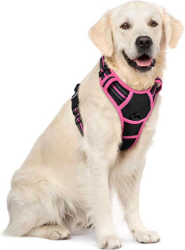 Rabbitgoo Dog Harness, No Pull for Large Dogs with 2 Leash Clips, Pet Vest | No Choke with Handle, Adjustable Soft Padded, Reflective, Easy Control for Walking, Black, Large127