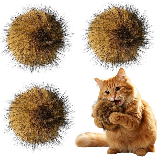 Cat Toy Faux Rabbit Fur Ball,2026 New Soft Rabbit Fur Catnip Balls,Fluffy Catnip Toy for Indoor Cats,Washable & Fun to Chase for Exercise and Bonding (Ball/3Pcs)1