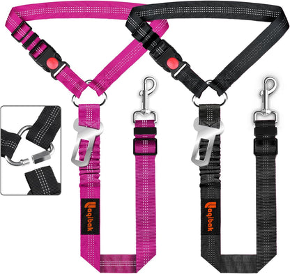 Removable Dog Seat Belt Harness for Car, 3 in 1 Pet Dog Car Seatbelt Leash, Retractable Restraint Secures to Vehicle Headrest & Adjustable Reflective Bungee Dog Seatbelt Tether, Blue and Black | Retractable Headrest-Mounted,Restraint & Adjustable Reflective Bungee Dog Seatbelt Tether,Blue and Black15