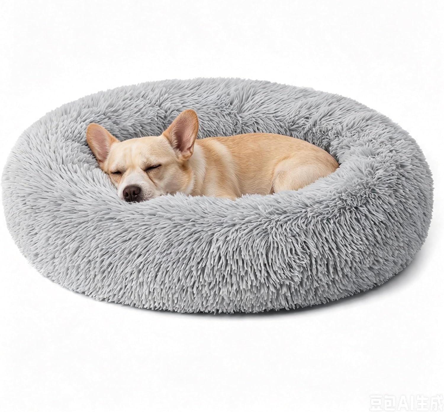 calming-donut-dog-and-cat-bed-for-indoor-cats-anti-anxiety-round-fluffy-soft-washable-small-pet-bed-for-puppy-and-kitten-warming-comfortable-luxury-anti-slip-waterproof-mute-base-20in-gray